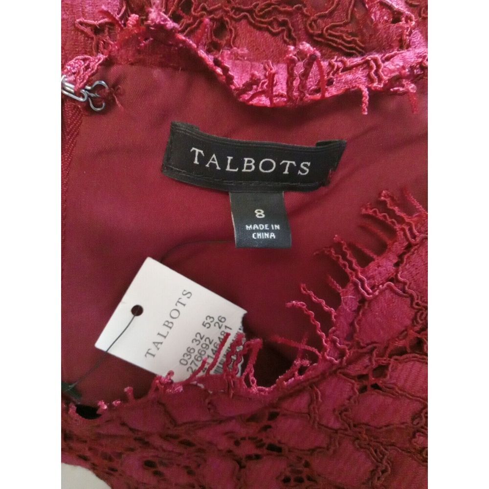 Talbots Women Burgundy Lace‎ Lined Full Zip Dress  Size 8 - Picture 6 of 7
